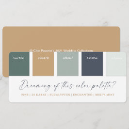 ユーカリ ネイビー & ゴールド ウェディング カラー パレット カード