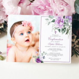 ユーカリ・バイオレット花写真少女の確認 招待状