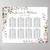 ユーカリ&バラ8テーブル結婚のシーティングチャート ポスター (正面)