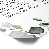 ユーカリ&バラ8テーブル結婚のシーティングチャート ポスター (角)