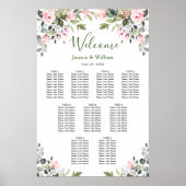 ユーカリ&バラ9テーブル結婚のシーティングチャート ポスター (正面)