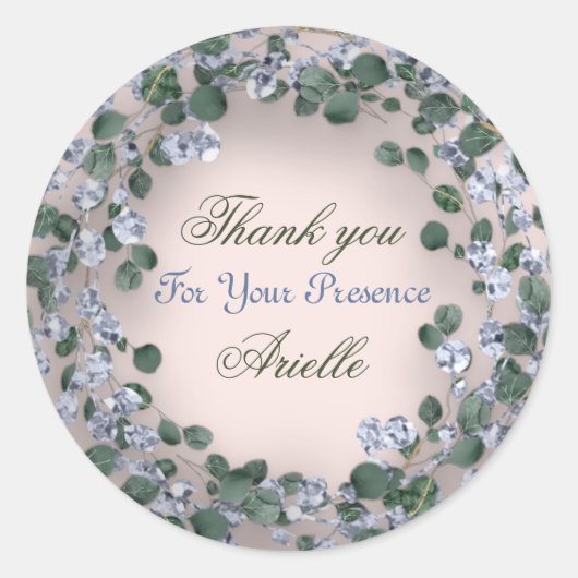 ユーカリ バースデー ブルー グリーン パウダー ありがとう ラウンドシール (正面)