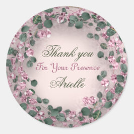 ユーカリ バースデー ラスティック ミント ピンク ありがとう ラウンドシール