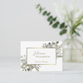 ユーカリ&パインセージ緑&金ゴールド水彩 名刺 (スタンド正面)