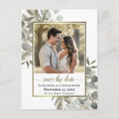 ユーカリ&パイン結婚式の日付写真を保存 案内ポストカード (正面)