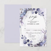 ユーカリ パープル ペリウィンクル ジオメトリック ウェディング 出欠カード (正面/裏面)