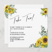 ユーカリ・ヒマワリが二結婚つの発表を取る 招待状 (正面/裏面)