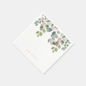 ユーカリ&ピンクローズ結婚ズカクテル スタンダードカクテルナプキン (角)