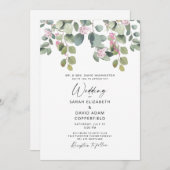 ユーカリ&ピンクローズ結婚ズ 招待状 (正面/裏面)