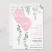ユーカリ·ピンク風吹き出しのベビーシャワー 招待状 (正面)