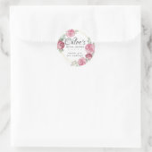 ユーカリ ピンク フローラル ブライダル シャワー サンクス ラウンドシール (バッグ)