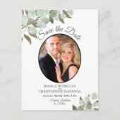 ユーカリ&フォトホワイトウェディング日付保存 案内ポストカード (正面)