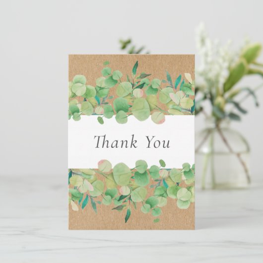 ユーカリ フラワーリーフ グリーン サンクスカード サンキューカード (スタンド正面)