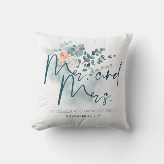 ユーカリ フラワー グリーン ブーケ エレガント クッション (正面)