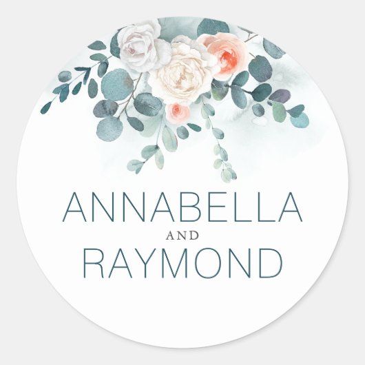 ユーカリ |フローラの緑のロマンチック ラウンドシール (正面)