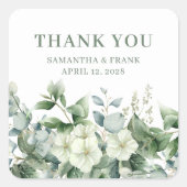 ユーカリ フローラル ボーダー ウェディング サンクス スクエアシール (正面)