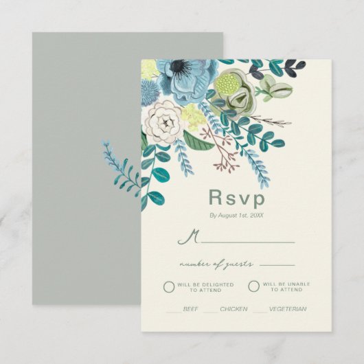 ユーカリ・フローラ・エレガントボホ・グリーナリー・リプライ 招待状 (正面/裏面)