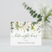 ユーカリ ブライダルシャワーのためのデートナイトアイデアカード ポストカード (スタンド正面)