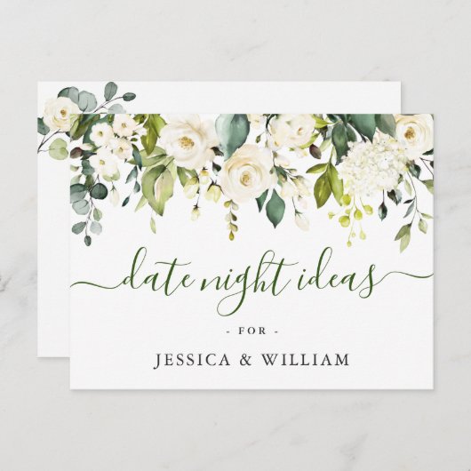 ユーカリ ブライダルシャワーのためのデートナイトアイデアカード ポストカード (正面/裏面)