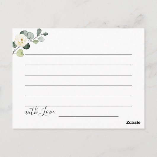 ユーカリ ブライダルシャワーのためのデートナイトアイデアカード ポストカード (裏面)