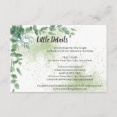 ユーカリ・ブライダルシャワー結婚の詳細囲い エンクロージャーカード (正面)