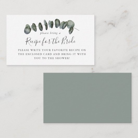 ユーカリ ブライダルシャワー レシピリクエストカード エンクロージャーカード (正面/裏面)