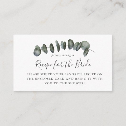 ユーカリ ブライダルシャワー レシピリクエスト エンクロージャーカード (正面)