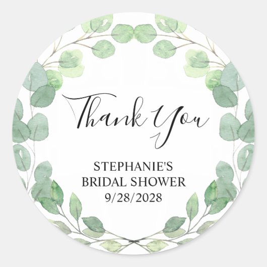 ユーカリ ブライダルシャワー 感謝 ラウンドシール (正面)
