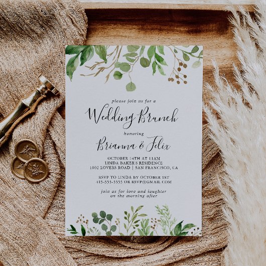 ユーカリ ブラウン フラワー ウェディング ブランシュ 招待状