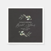 ユーカリ ブラックゴールド エレガント ブライダルシャワー スタンダードカクテルナプキン (正面)