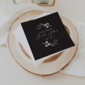ユーカリ ブラック ゴールド エレガント ブライダル シャワー スタンダードカクテルナプキン