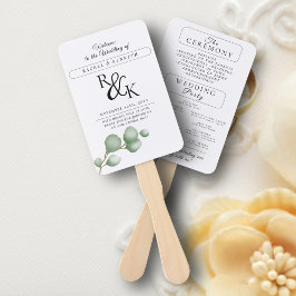 ユーカリ ブラック＆ホワイト ウェディング セレモニー プログラム ハンドファン