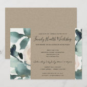 ユーカリ ブラッシュ ローズ クラフト ピンク ワークショップ イベント 招待状 (正面/裏面)