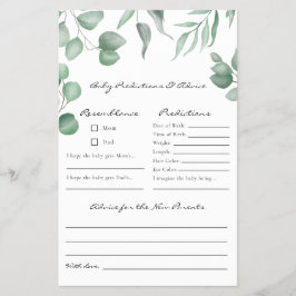 ユーカリ ベビーシャワー ゲーム 予測とアドバイス チラシ