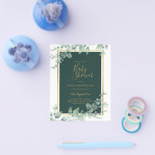 ユーカリ ベビーシャワー ゴールド QRコード 招待状 (予算に優しい) チラシ (シングル)