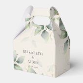 ユーカリ、ベージュ、緑結婚園、箱 フェイバーボックス (正面サイド)