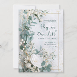 ユーカリ&ホワイトフローラ結婚ズ 招待状