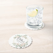 ユーカリ ホワイト ローズ フラワーブライダルシャワー ペーパーコースター (インサイチュ)