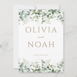 ユーカリ ホワイト 婚約発表カード 招待状