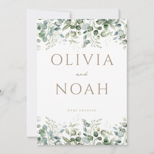 ユーカリ ホワイト 婚約発表カード 招待状 (正面)