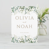 ユーカリ ホワイト 婚約発表カード 招待状 (スタンド正面)