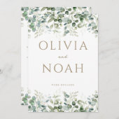 ユーカリ ホワイト 婚約発表カード 招待状 (正面/裏面)