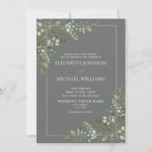 ユーカリ ボタニカル セージグリーン フォト ウェディング 招待状 (正面)