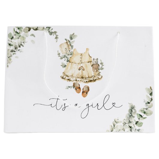 ユーカリ・ボホ子供部屋服女の子 ラージペーパーバッグ (正面)