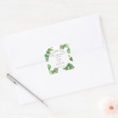 ユーカリ ボホ グリーンの結婚式のお礼 スクエアシール (封筒)