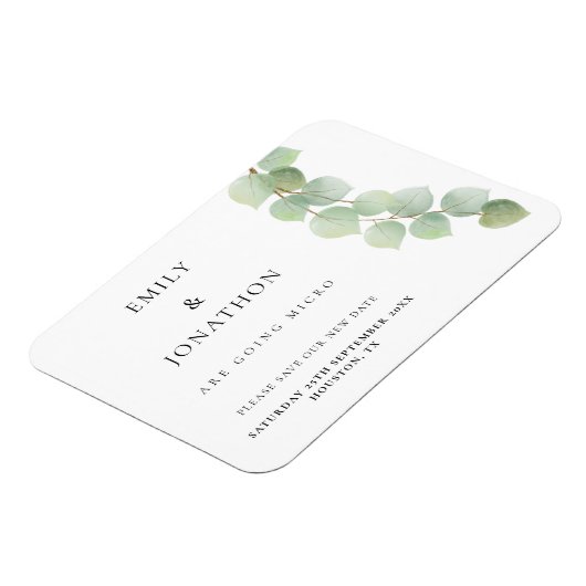 ユーカリ·マイクロの小さな結婚式が日付を救う マグネット (左側)