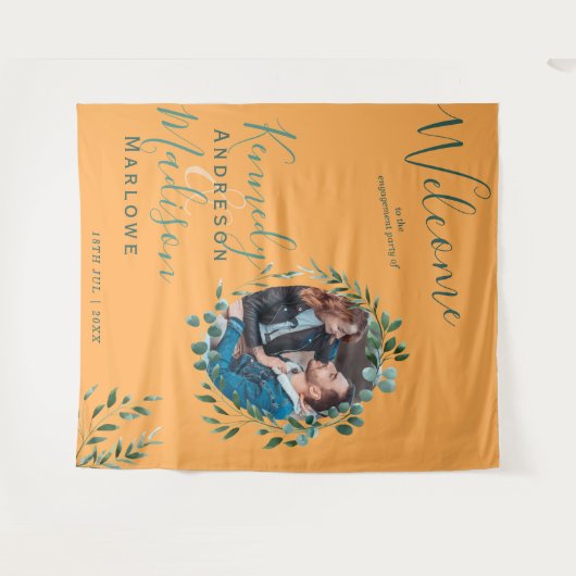 ユーカリ マリーゴールドエンゲージメントパーティーの写真 タペストリー (正面(横))