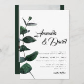 ユーカリ・ミニマリスト・カ結婚ップル写真 招待状 (正面/裏面)