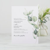 ユーカリ ミニマリスト ボタニカル ウォーターカラー ウェディング 招待状 (スタンド正面)