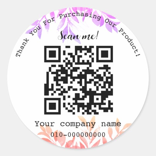 ユーカリ,モダンミニマル, QRコードありがとう ラウンドシール (正面)